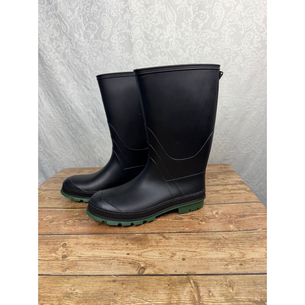 Women's Size 9 Black Rubber Rain Boots Made in Canada Green Sole Waterproof - Picture 5 of 8